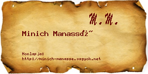 Minich Manassé névjegykártya